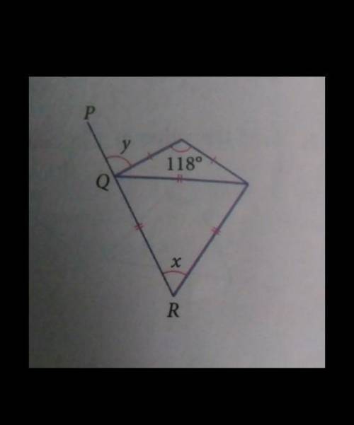In the diagram, PQR is a straight line. Calculate the value of X and Y. HELPP!!! easy questions* wi