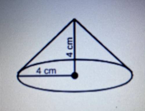 calculate the area (A) of the base of the cone. then, calculate the volume (V) of the cone. if nece