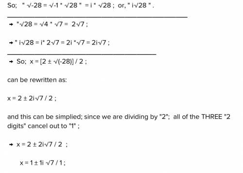 Which of the following is a solution of x2 − 2x = −8? negative 1 minus i square root of 28 1 plus i