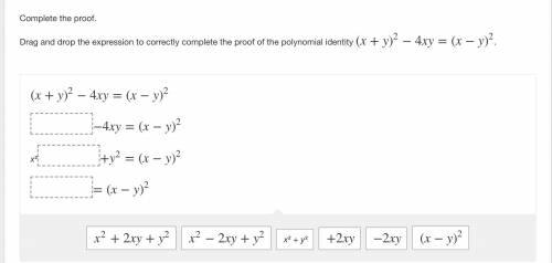 Complete the proof.

Drag and drop the expression to correctly complete the proof of the polynomia