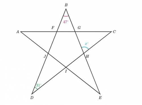 What is the measure of \blueD{\angle x}∠xstart color #11accd, angle, x, end color #11accd?

Angles