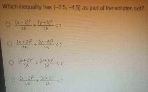 Which inequality has (-2.5, -4.5) as part of the solution set?