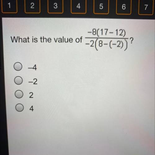 What is the value of -2(8-(-2))
-8(17-12)
?
-4
-2
Y
2
4