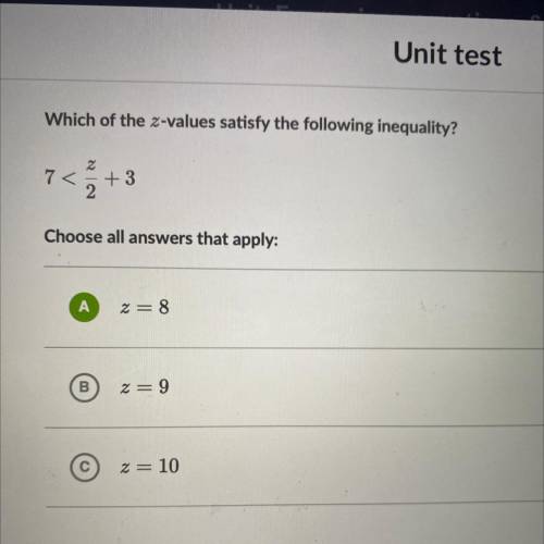 What of the z-values satisfy the following inequality?