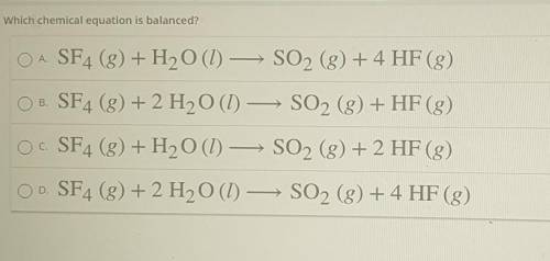 Which chemical equation is balanced.