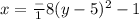 x=\frac-{1}{8} (y-5)^2-1