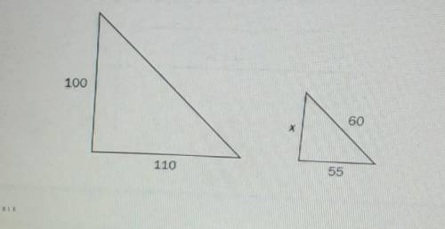 Solve for x. The triangles are similar.