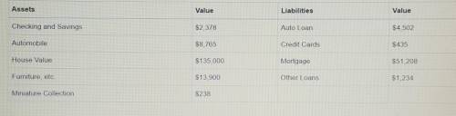 PLEASE HELP ME!!

The Thompson family made this table when finding their net worth. Use this table