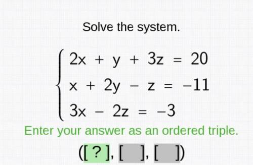 I'm confused on how to go about solving this, I got to this part:

2x+y+32=20
-3y-3z=2
-3y-13z=-6