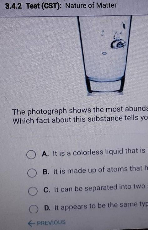 the photograph of a glass of water shows the most abundant substance on Earth surface which fact ab