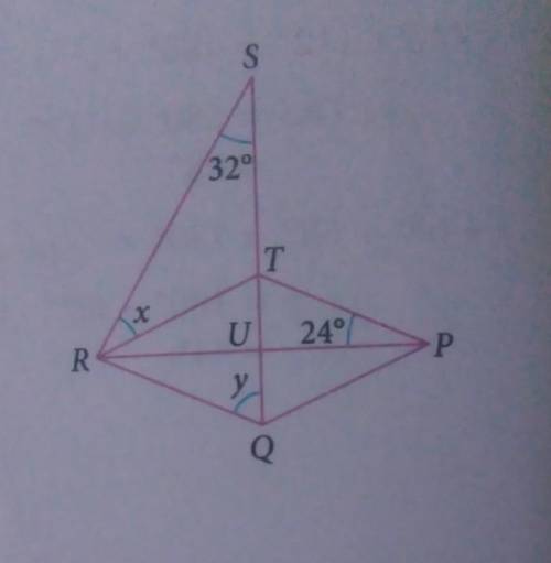 In the diagram, PQRT is a rhombus. STUQ and PUR are straight line. Find the value of X and Y.

HEL