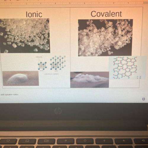 Describe the appearance of the ionic compound and the covalent compound