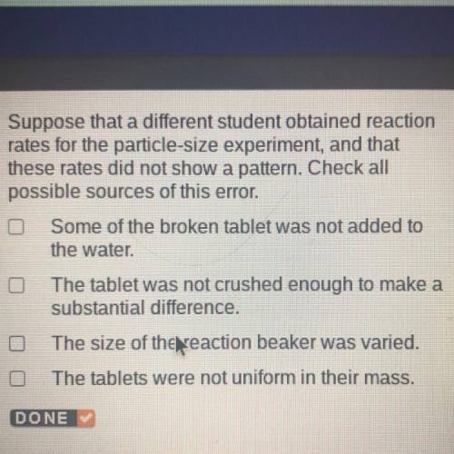 Suppose that a different student obtained reaction

rates for the particle-size experiment, and th