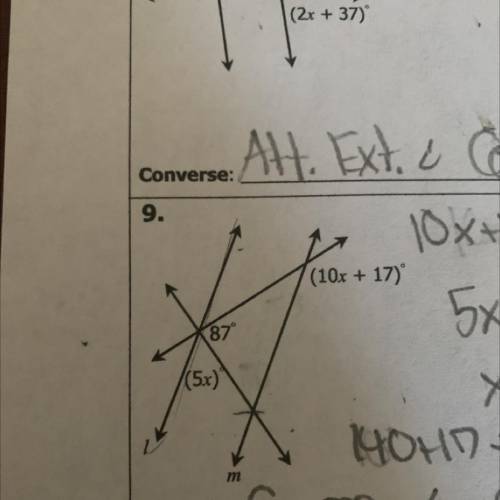 Find x so that (L) is parallel to (m) and state the converse