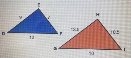 Need help ASAP!! Which property of similarity can be used to prove triangles DEF and GHI are simila
