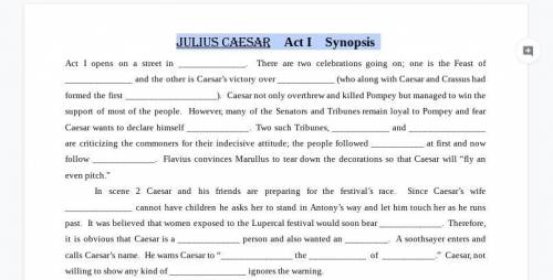 Julius Caesar Act I Synopsis help plz fill in the blanks