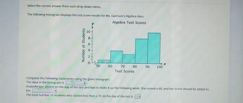 Help me asp 25 points The data in the histogram is Anabelle was absent on the day of the test and h
