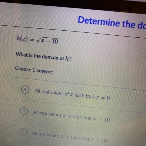 Determine the domain of functions
What is the domain of h?