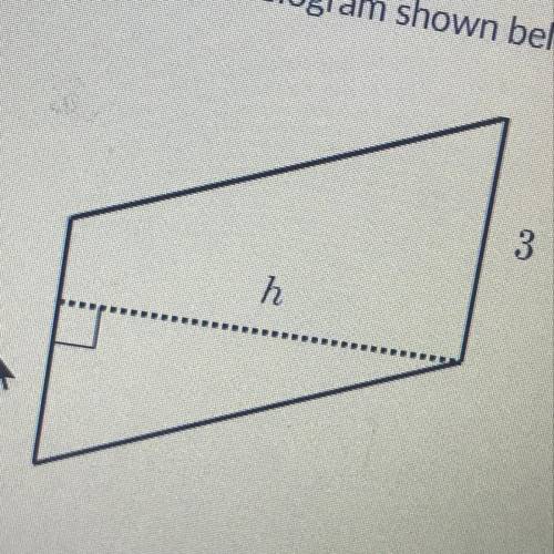 The parallelogram shown bellow has an area of 15 units over 2