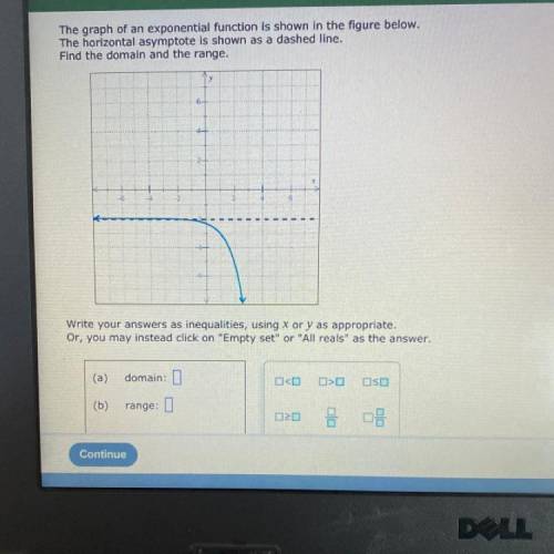 The graph o the exponential function is show in the figure the horizontal asymptote is shown as a d