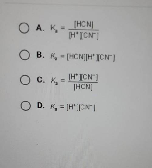 What is Ka for HCN(aq) H+(aq)+CN-(aq)?
