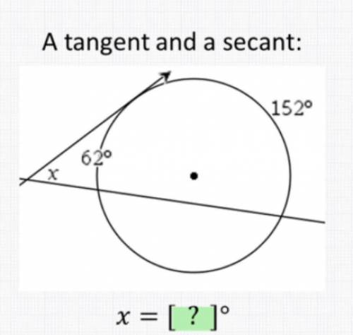 Angle Measure and Segment Lengths - A tangent and a secant: x=?