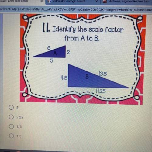 Identify the scale factor from A to B