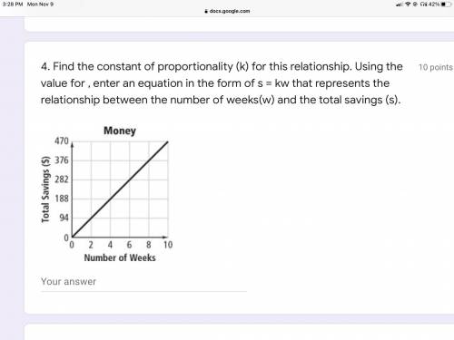 Find the constant of proportionality (k) for this relationship. Using the value for , enter an equa