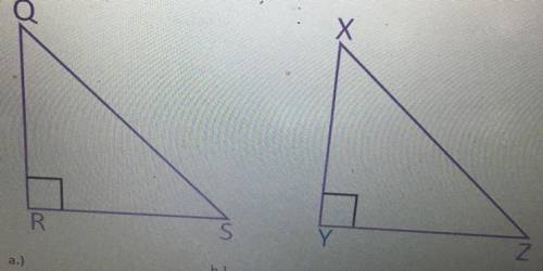 Need help ASAP!! Write the relationship between the sides for these two congruent triangles