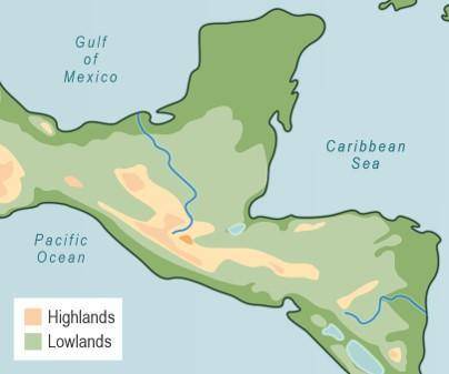 Study the map. Where is the Yucatán Peninsula located?

A; The Yucatán is located in the lowlands