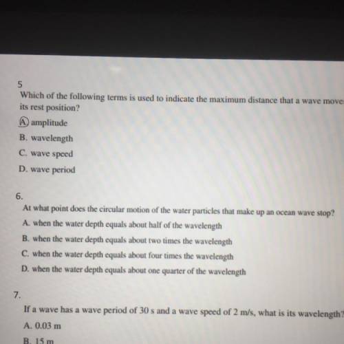 On number 6, what is the answer, a, b, c, or d