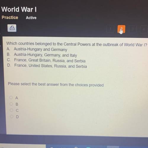ASAP

Which countries belonged to the Central Powers at the outbreak of World War I?
A. Austria-Hu