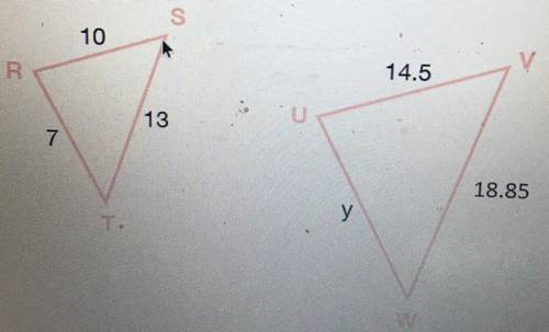 NEED HELP ASAP! Triangles RST and UVW are similar. Find the missing side y?

A.) 10.965
B.) 11.345