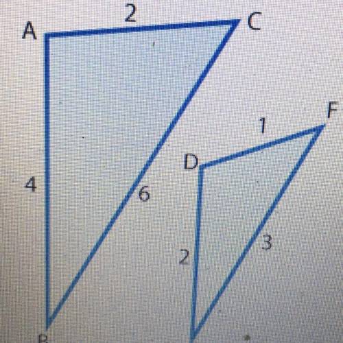 Need help ASAP! Write an informal proof to show triangles ABC and DEF are similar.