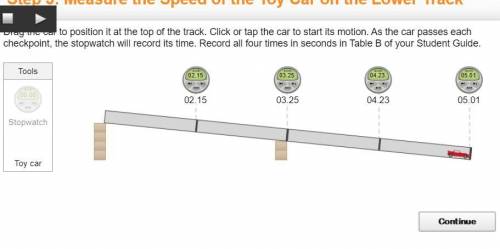 Calculate the average time it took the car to reach each checkpoint. Record the average times in Ta