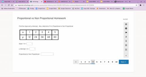 Find the slope and y-intercept. Also, determine if it is Proportional or Non Proportional