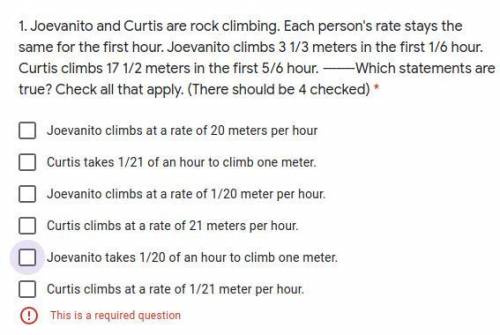 Joevanito and Curtis are rock climbing. Each person's rate stays the same for the first hour. Joeva