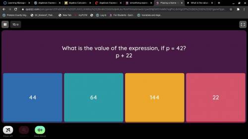 What is the value of the expression, if p=42?
Then whats p+22