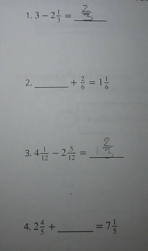 Find the missing fraction that would make each equation true. Explain how you got the answer.

*Pl