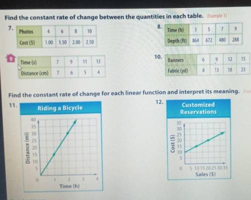 Find the constant rate of change between the quantities in each table. (Example 1) 7. Photos 8. 6 8
