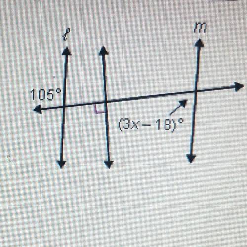 Find the value of x for which l || m