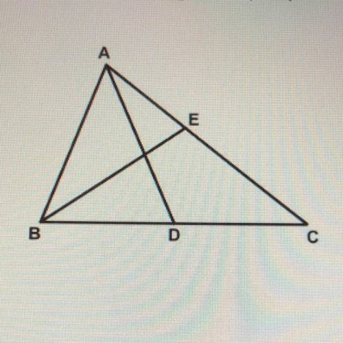 In the following diagram, triangle ABC is drawn such that point D lies on side BC and point E lies