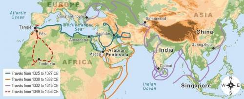 What does the map show about Ibn Baṭṭūṭah’s travels? BTW NO BS PLEASE FOR REAL TY for who eve