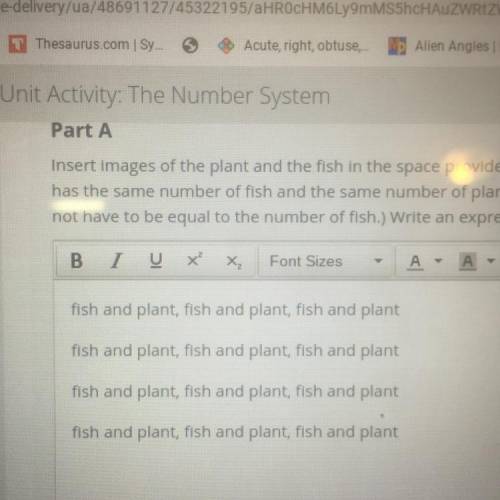 Write an expression for the total number of fish and plants in all the sets using the expression yo