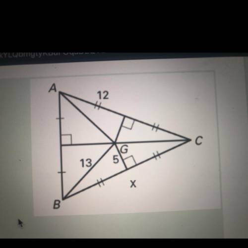 The perpendicular bisected of triangle ABC, intersect at point G. What is BC?