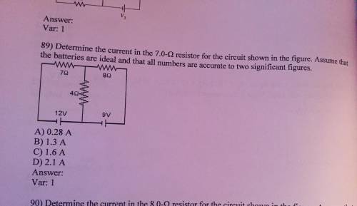 Determine the current in the 7-ohm resistor for the circuit shown in the figure. Assume that the ba