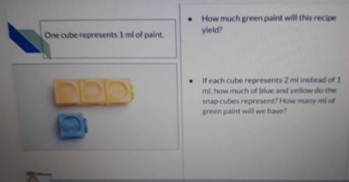 How much green paint will this recipe yield? One cube represents 1 ml of paint. If each cube repres