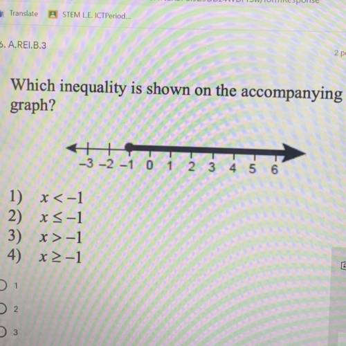 Which inequality is shown on the accompanying graph?