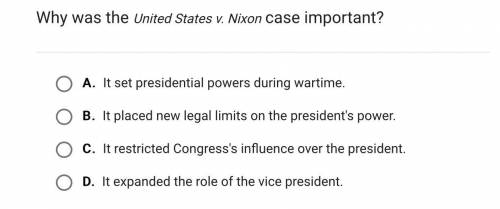 HELP ASAP PLS!!! Why was the United States v. Nixon case important?
