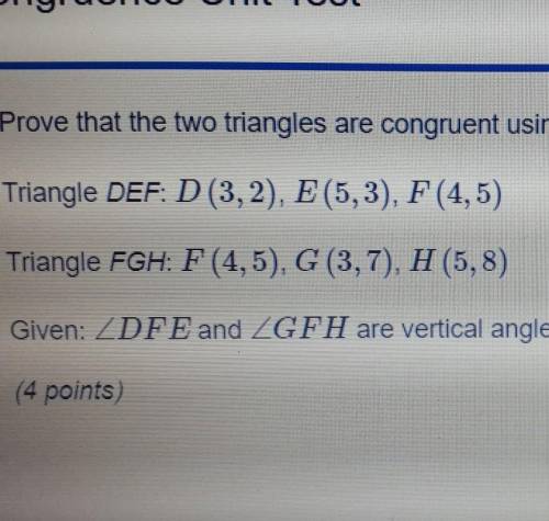 PROVE THAT TWO TRIANGLES ARE CONGRUENT USING THE SAS CONGRUENCE CRITERIA PLEASEEEEE I NEED ASAP DUE